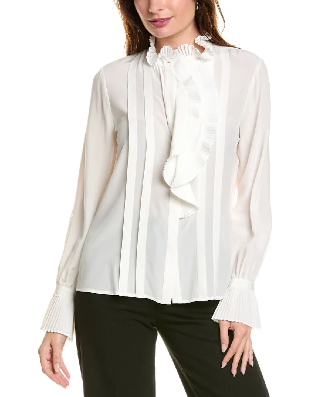 Elie Tahari Pleated Silk ShirtRecycled Fabric Shirts