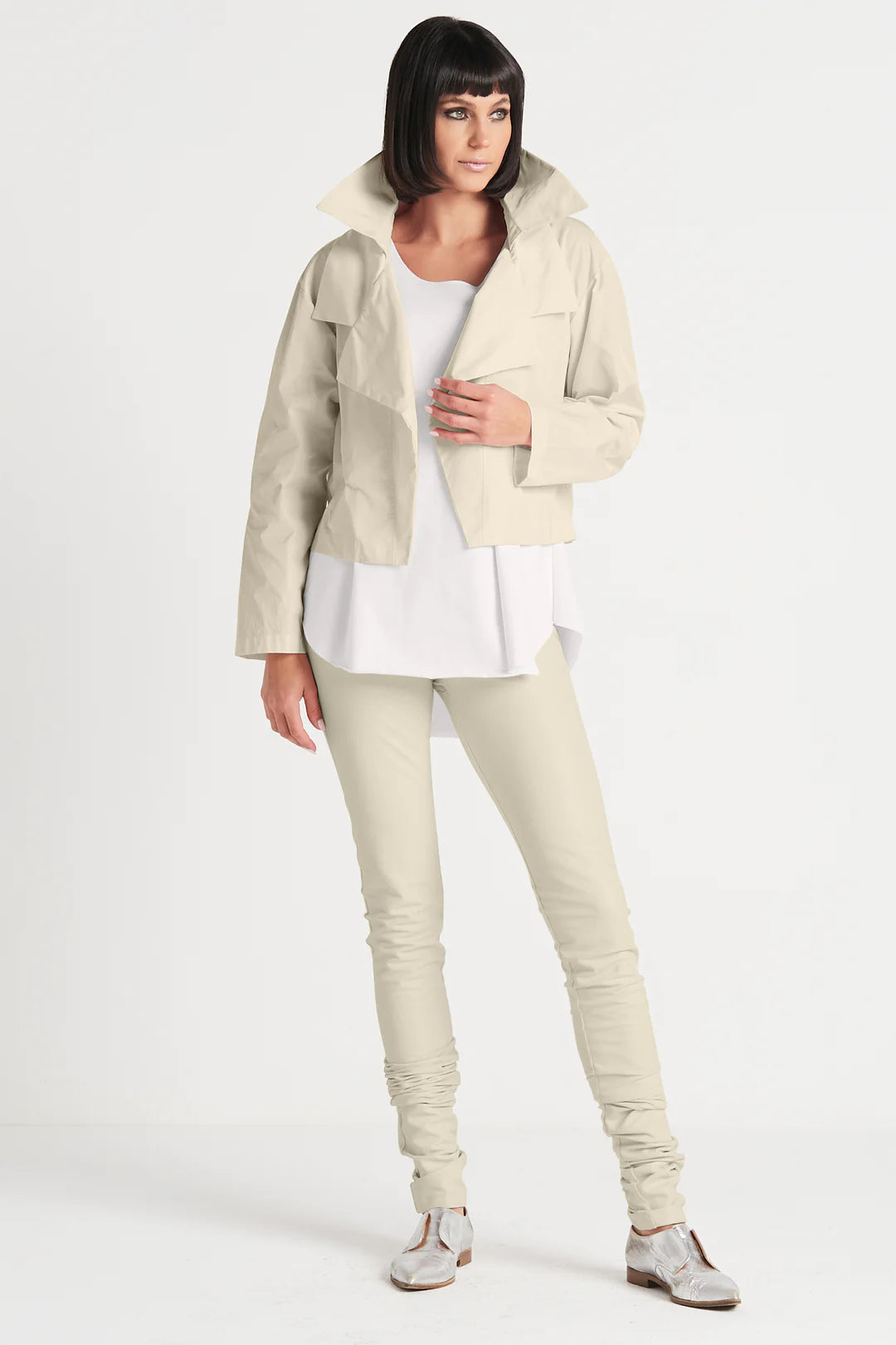 Cashmere JacketsTriple Collar Jacket in Sand