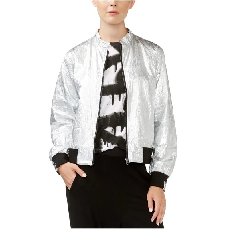 Fringed JacketsRachel Roy Womens Metallic Bomber Jacket, Metallic, X-Small