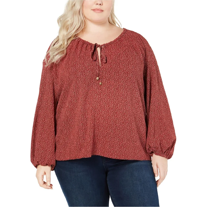 Michael Kors Womens Bishop-Sleeve Peasant Blouse, Red, 0XButton-Down Shirts