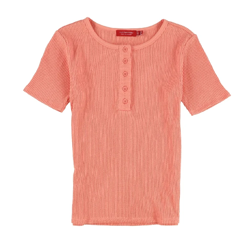 n:philanthropy Womens Ribbed Henley Shirt, Orange, SmallCultural Shirts