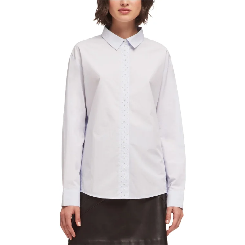 Dkny Womens Embellished Placket Button Down BlouseLayered Shirts