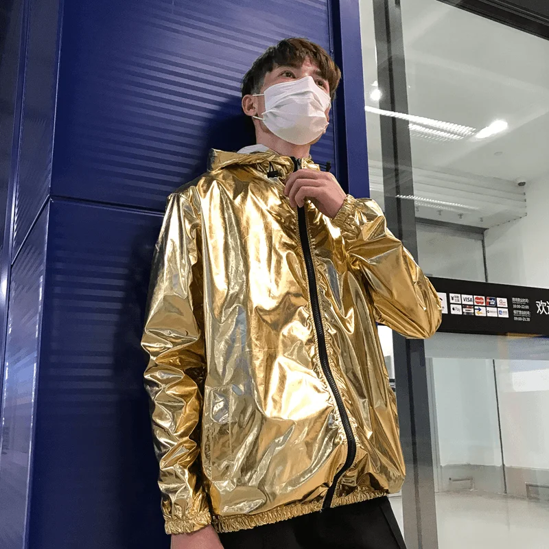 Rain JacketsGold and Silver Reflective Laser Show Shiny Jacket