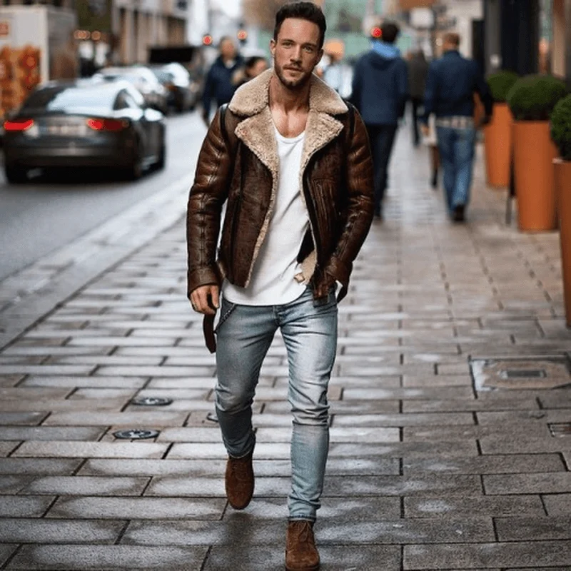 Suede JacketsCasual Fashion Street Personality Artificial Leather Jacket