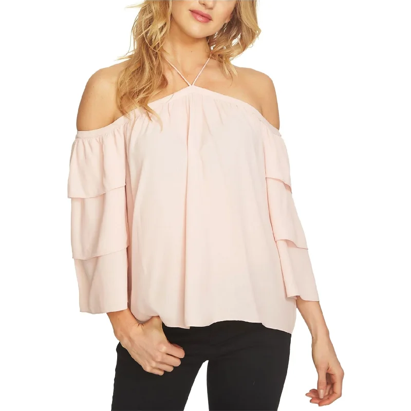 1.State Womens Cold Shoulder Halter Blouse TopLogo Shirts