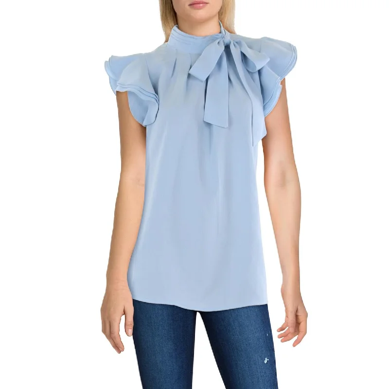 Womens Mock Neck Ruffle Sleeve BlouseWool Shirts