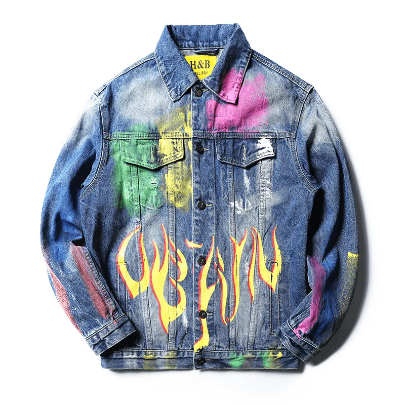 Safari JacketsGraffiti Print Ripped Men'S Jacket