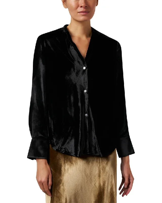 Vince Velvet Silk-Blend BlouseOrganic Cotton Shirts