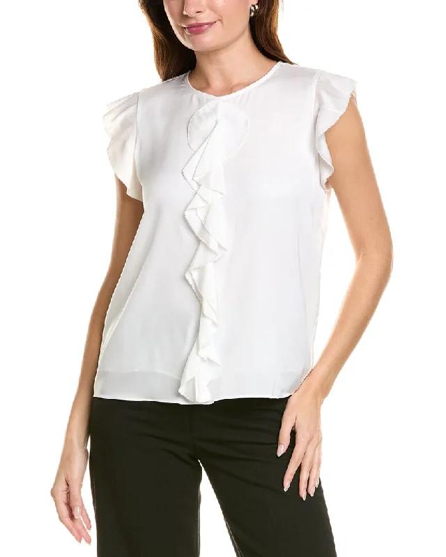 Elie Tahari Ruffle Silk-Blend ShirtUrban Shirts