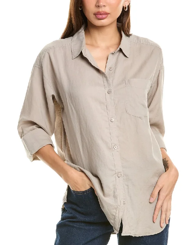 Splendid Dawson Linen-Blend Button-Down ShirtCompression Shirts