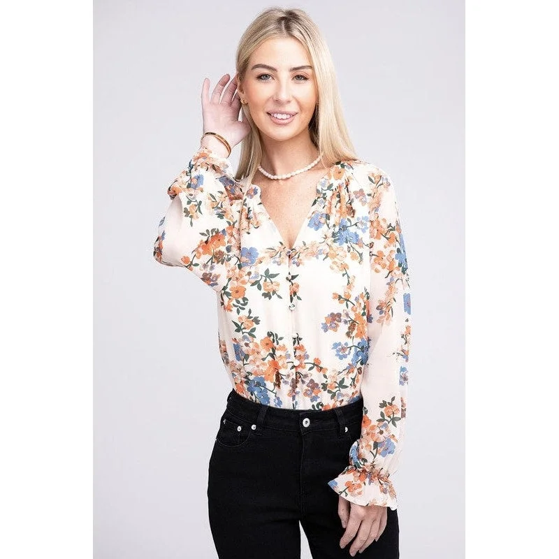 Floral Chiffon BlouseSilk Shirts