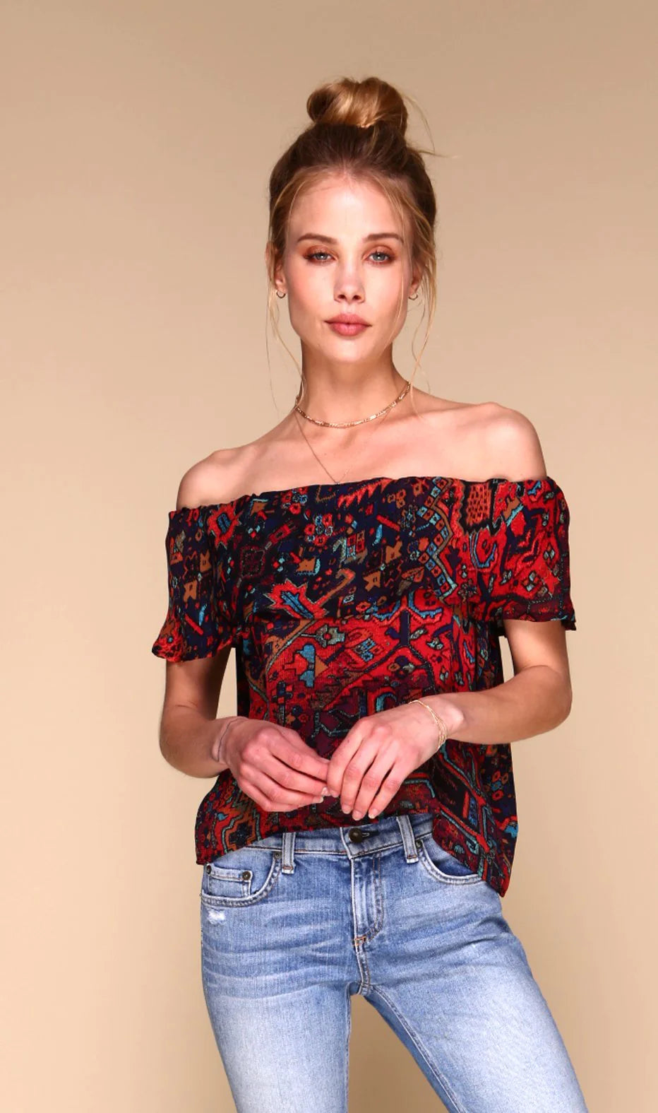 Gueverra Blouse | Boho PrintLongline Shirts