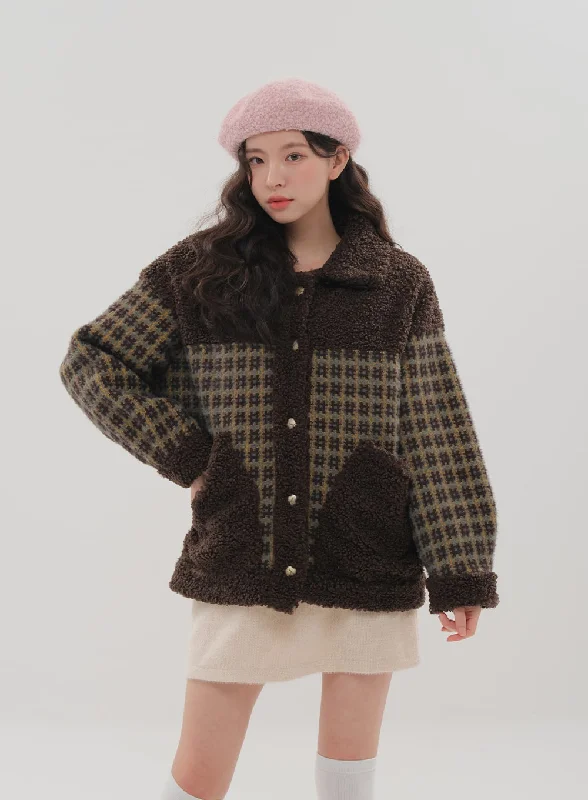 College JacketsFleece Check Pattern Jacket BS-B04011703