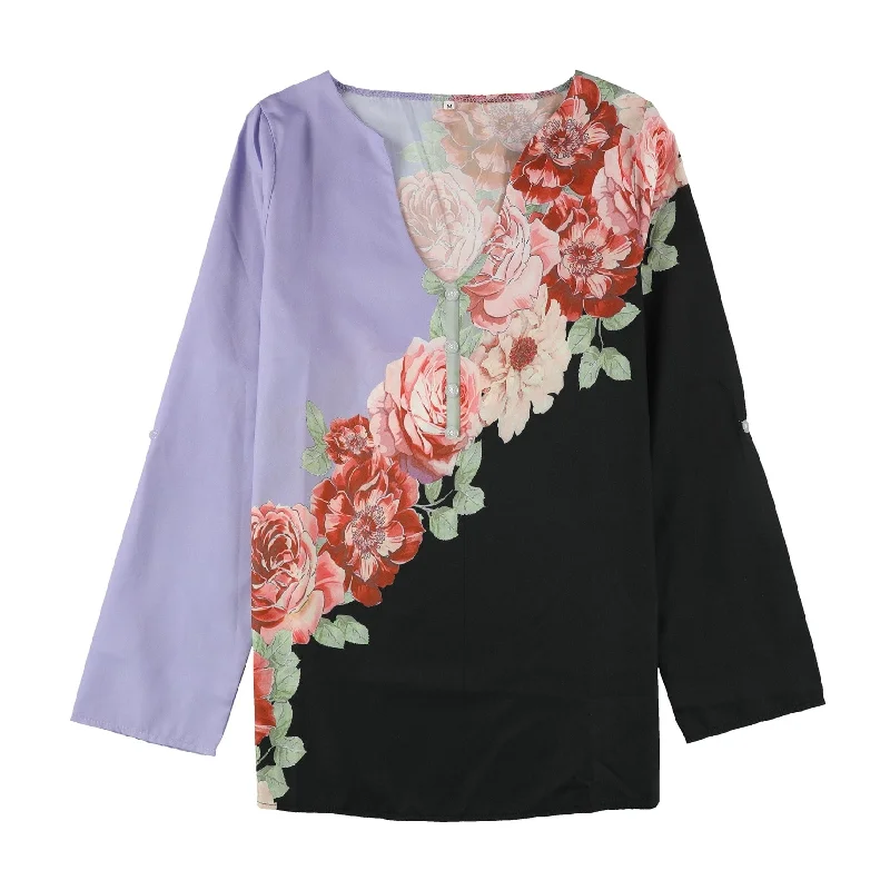 Tags Weekly Womens Floral Henley Shirt, Multicoloured, MediumQuick-Dry Shirts