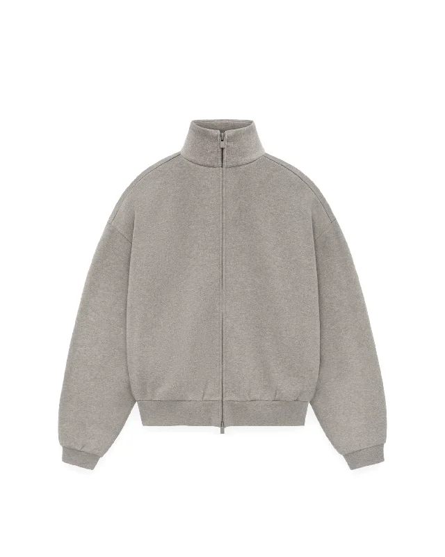 Ribbed Cuff JacketsWomens Zip Up Jacket - Heather Grey