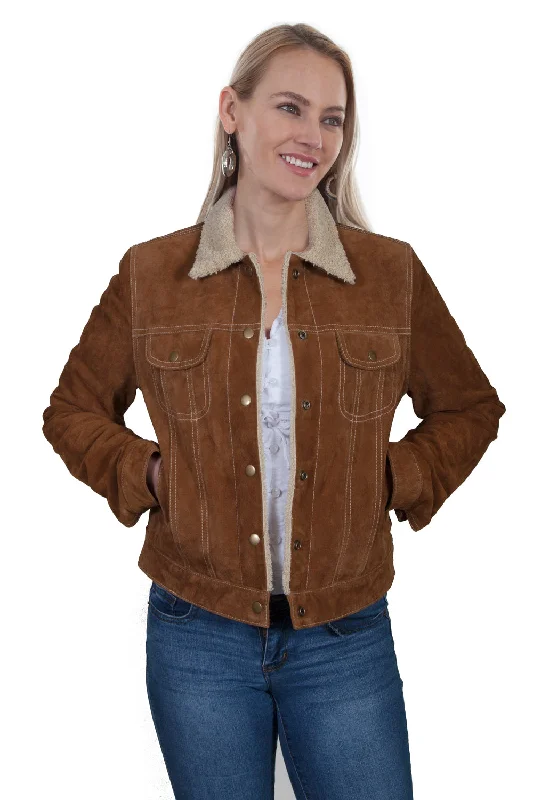 Varsity JacketsScully Womens Cinnamon Suede Faux Fur Jean Jacket M