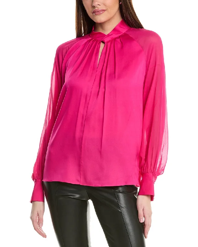 Elie Tahari The Valentine Silk-Blend BlouseLogo Shirts