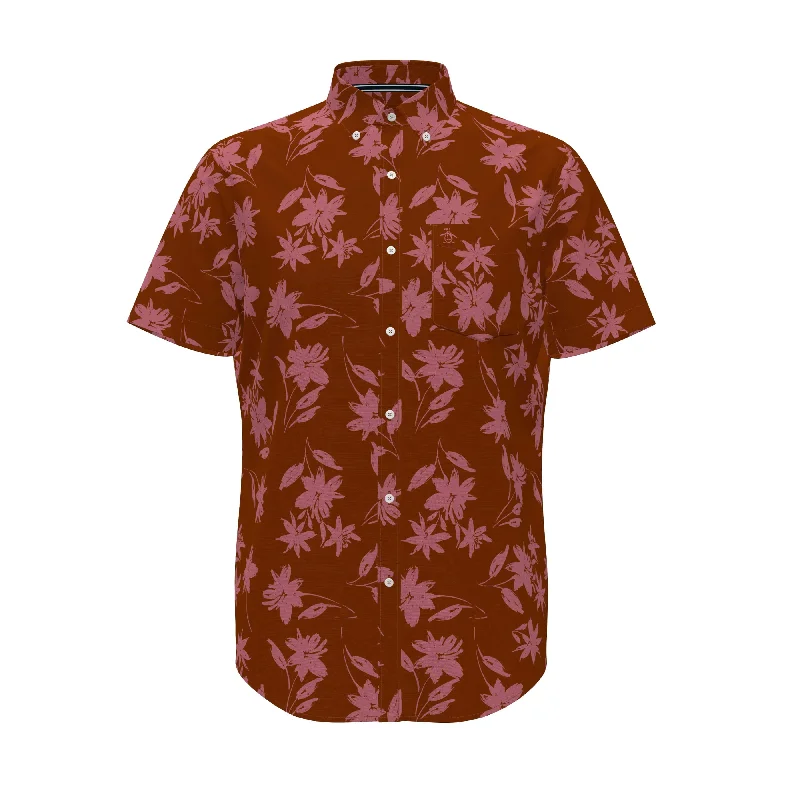 EcoVero Chambray Stretch Floral ShirtLongline Shirts