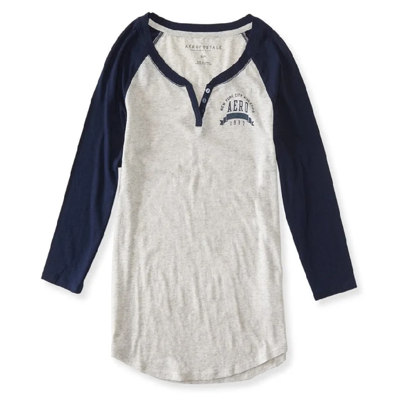 Aeropostale Womens Nyc Athletics Henley ShirtStudded Shirts