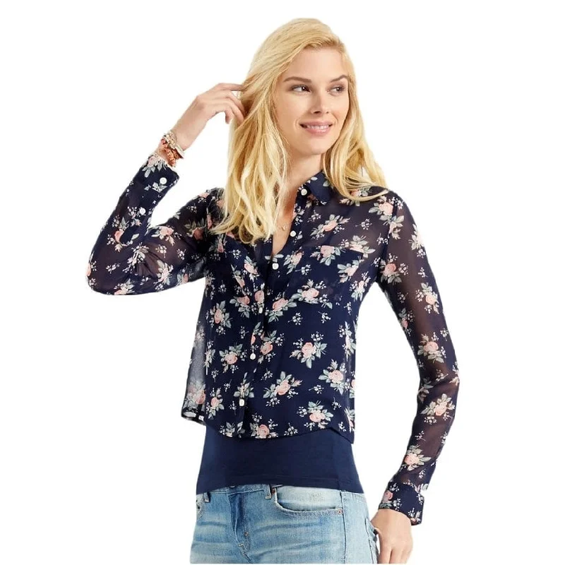 Aeropostale Womens Sheer Floral Button Down BlouseFlannel Shirts