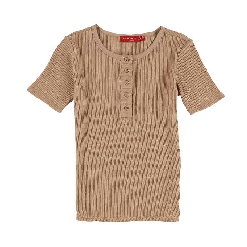 n:philanthropy Womens Perri Henley Shirt, Brown, SmallGym Shirts