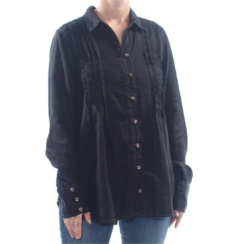 Free People Womens Pleated Button Down BlouseStatement Shirts