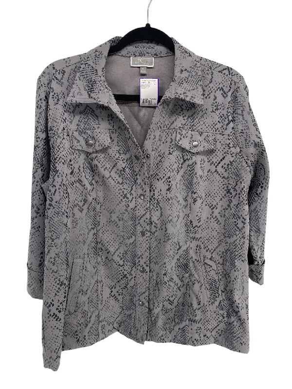 Artist JacketsJM Collection Misses Size Large Petite Taupe Print Tops Jacket