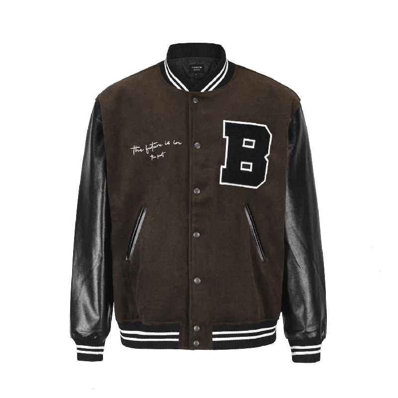 Sequined JacketsLetter Embroidery Baseball Uniform Street Hip-Hop Woolen Jacket