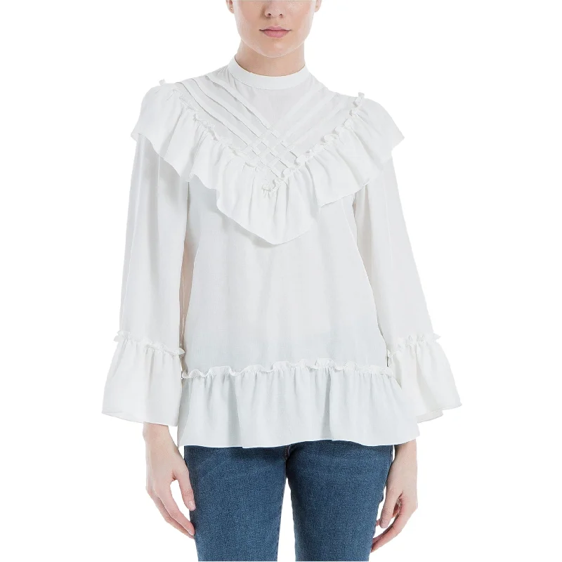 Max Studio London Womens Lattice Ruffled BlouseYoga Shirts