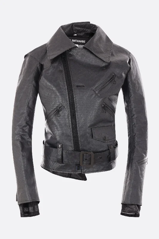 Hooded Jacketsrigid technical fabric biker jacket