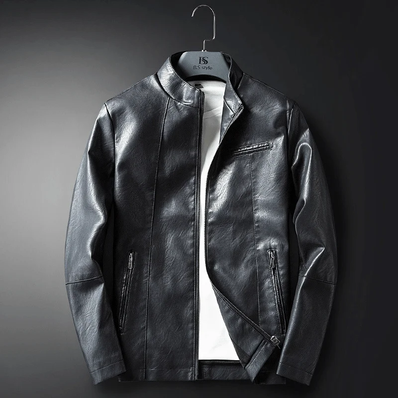 Cropped JacketsMen'S Leather New Product Korean Style Slim Youth Jacket