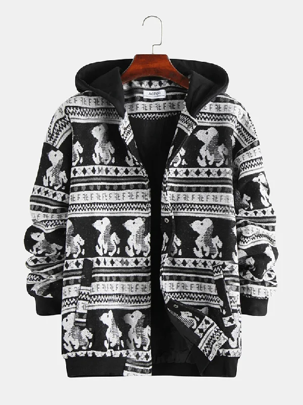 Thermal JacketsMens Fashion Cotton Printing Loose Comfy Thick Casual Jacket