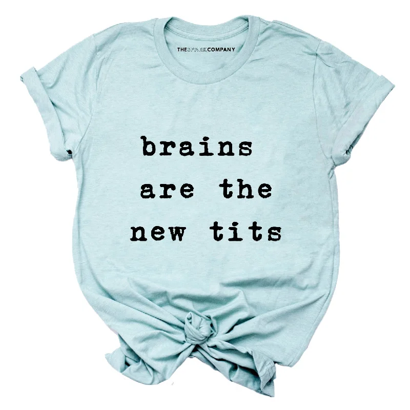 Button-Up T-ShirtsBrains Are The New Tits Feminist T-Shirt