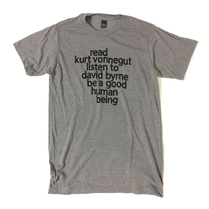 Yoga T-ShirtsRead Kurt Vonnegut Listen to David Byrne T-shirt