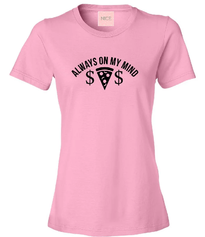 Button-Up T-ShirtsVery Nice Pizza and Money Boyfriend Womens T-Shirt Tee Pink