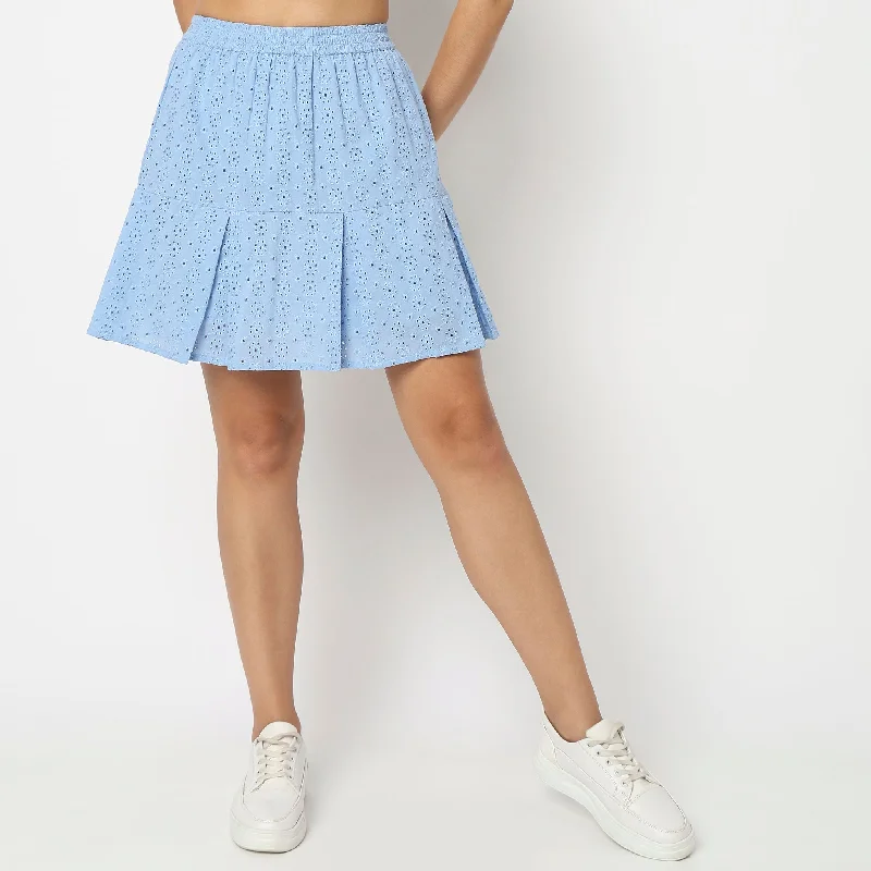 Flare Fit Solid SkirtVelvet Skirt