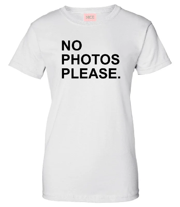 Off-Shoulder T-ShirtsVery Nice No Photos Please Boyfriend Womens T-Shirt Tee White