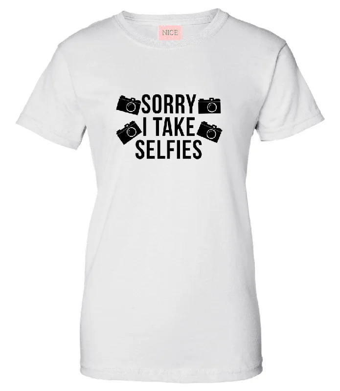 Boat Neck T-ShirtsVery Nice Sorry I Take Selfies Womens T-Shirt Tee White