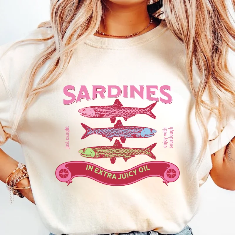 Metallic T-ShirtsSardine Fisherman Aesthetic T-Shirt