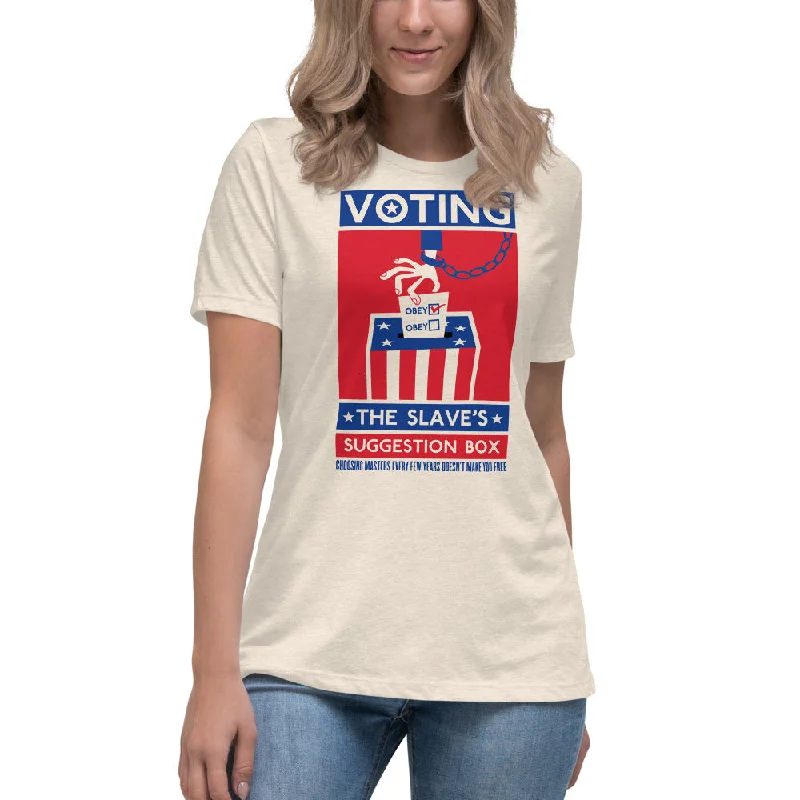 Button-Up T-ShirtsVoting the Slaves Suggestion Box Women's Relaxed T-Shirt