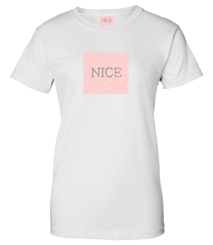 Asymmetrical T-ShirtsVery Nice Nice Polka Dots Boyfriend Womens T-Shirt Tee White