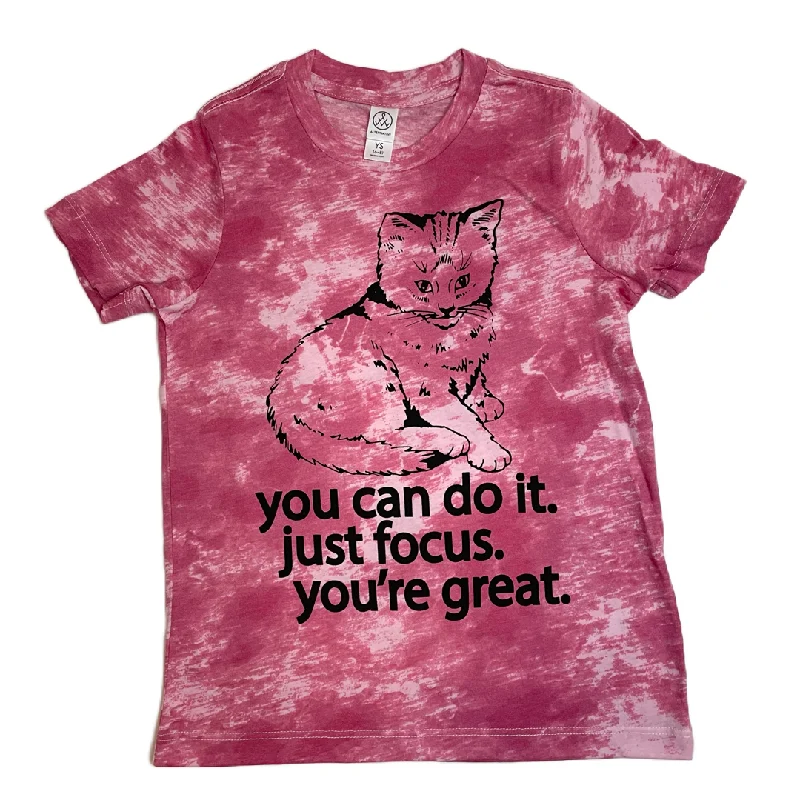 Band Merch T-ShirtsFocus Cat T-shirt - Pink Tie Dye (Youth)