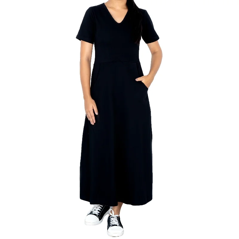 Onyx Long Midi Dress (With Waist Seam)Wrap Dress