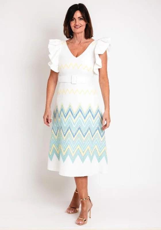 Laura Bernal Frill Sleeve Textured Midi Dress, WhiteEthnic Dress