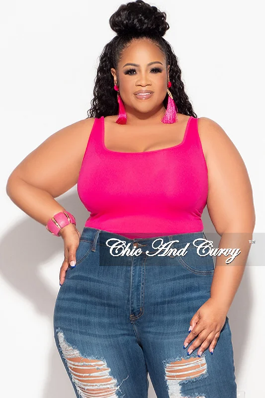 Large women's sun protection topsFinal Sale Plus Size Camisole with Thick Straps in Fuchsia (Top Only)