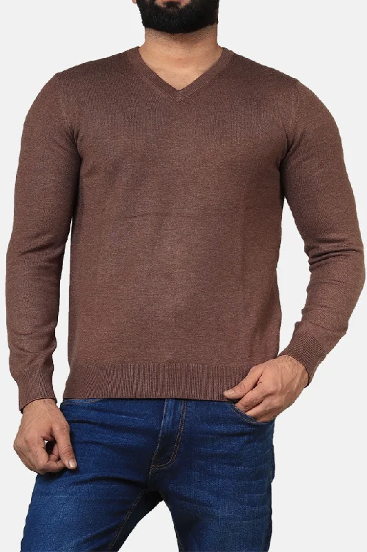 Gents Sweater In Brown SKU: SA520-BrownEmbroidered Knit Tops