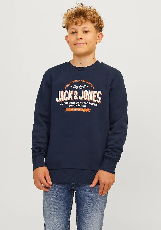 Jack & Jones Mini Boy Logo Long Sleeve Sweater, Navy BlazerSummer Knit Tops