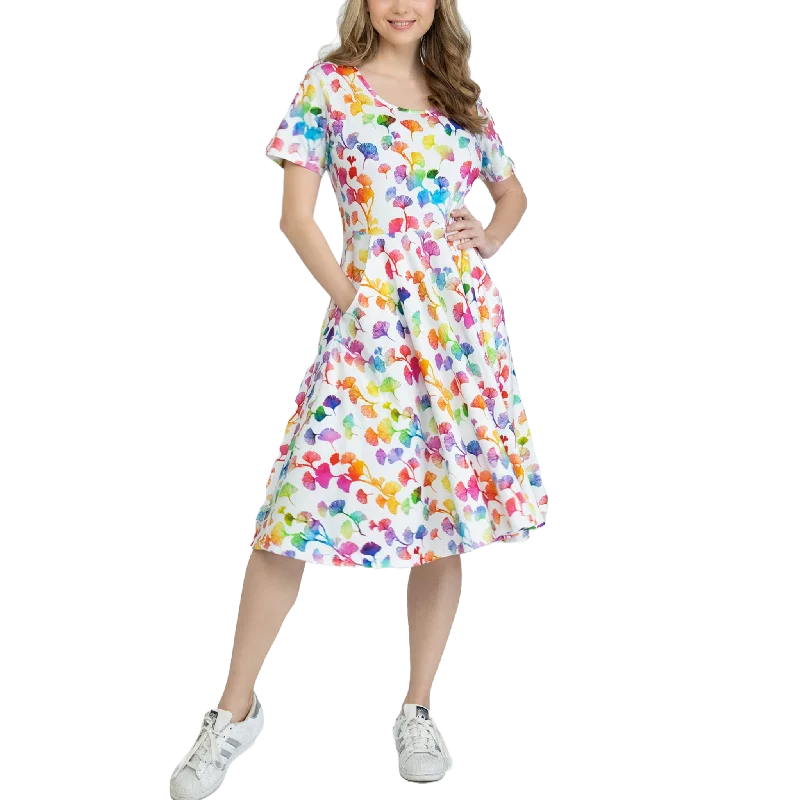 Rainbow Ginkgo Leaves Twirl DressTutu Dress