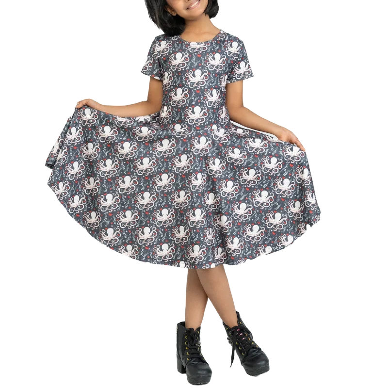 Floral Octopus Kids Twirl DressVintage Dress