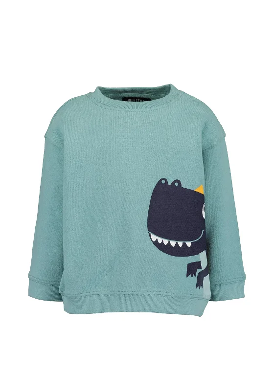 Blue Seven Baby Boy Dino Long Sleeve Sweater, BlueThermal Knit Tops